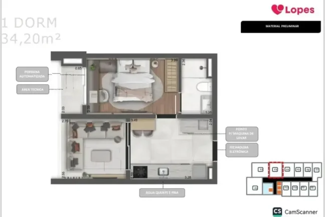 Imagem Apartamento com 1 quarto à venda na Avenida Onze de Junho, Vila Clementino