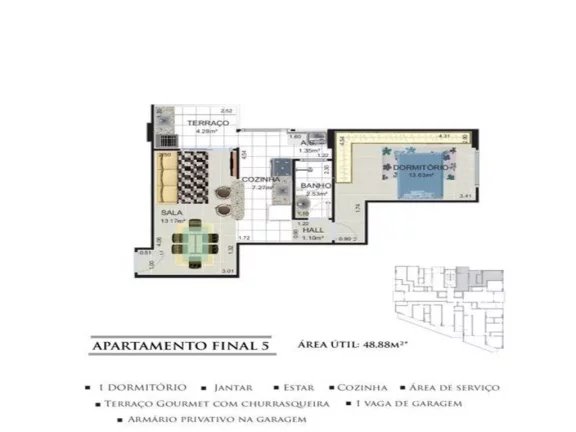 Imagem Apartamento com 1 dormitório à venda, 48 m² por R$ 350.350,00 - Balneário Flórida - Praia Grande/SP