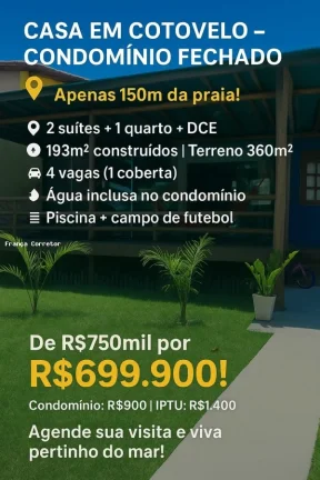 Casa em Condomínio para Venda, Cotovelo (Distrito Litoral)