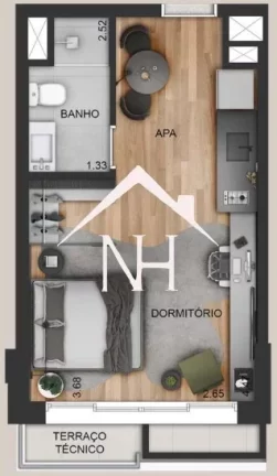 Imagem Studio de 28m com dormitórios, piscina, deck molhado, bicicletário, delivery, salão de festas e jogos, brinquedoteca, fitness, spa, espaço delivery