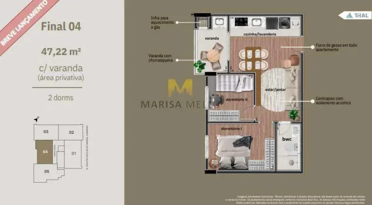 Imagem Espetacular Lançamento Apartamento à venda, no La Dolce Vista,com 2 quartos, 42,87m2 a 55.15m2 no bairro Tingui em Curitiba.