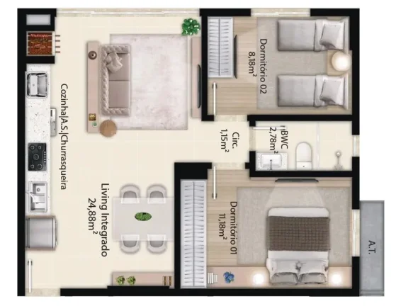 Imagem Apartamento 2 Dormitórios para venda em Itapema - SC