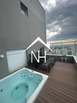 Imagem Linda Cobertura de 404m c/ 5 suítes, terraço gourmet, 5 vagas, home office, jacuzzi, pé direito duplo e uma vista exuberante de SP