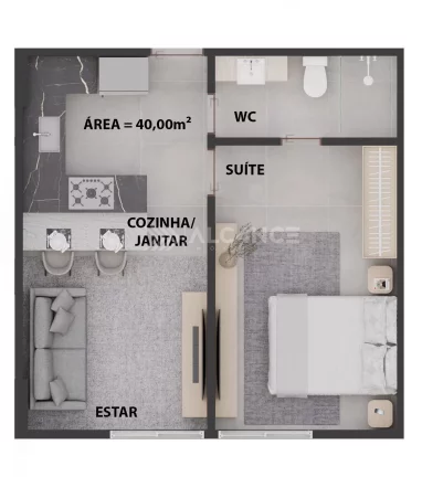 Imagem Quisque - 56,57 m² - Cabo Branco, João Pessoa/PB