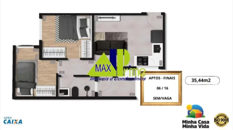 Imagem APARTAMENTO 34M²/02 D0RMITÓRIOS/SACADA/