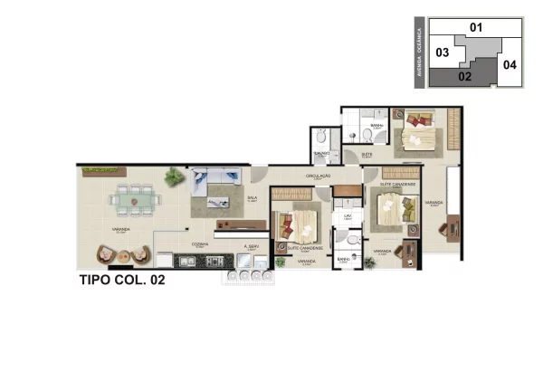 Imagem Apartamento Alto Padrão, 03 Quartos, 02 Suites Canadenses, 02 Vagas de Garagem, Avenida Oceanica, Praia do Morro, Guarapari - ES