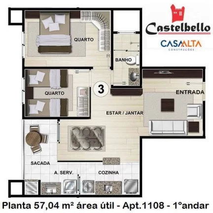 Imagem Apartamento à Venda 

 Residencial Castelbello 2 Dormitórios