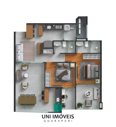 Imagem Lançamento na Praia do morro, unidades de 2 a 3 quartos, sendo 1 ou 3 suítes e até 2 vagas de garagem.