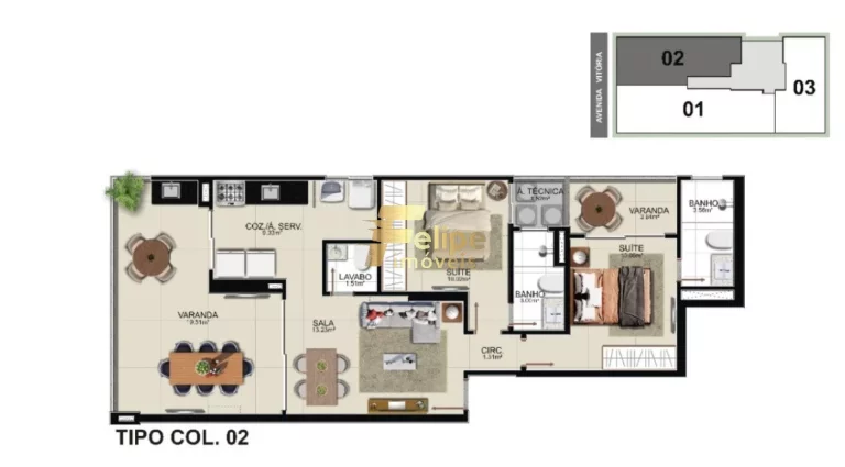 Imagem EXCELENTE OPORTUNIDADE APARTAMENTO DE 03 QUARTOS SENDO 01 SUÍTE CONVENCIONAL E 02 CANADENSES, À VENDA NA PRAIA DO MORRO, EM GUARAPARI/ES!