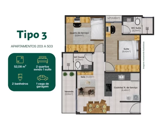 Imagem Apartamento, 02 Quartos, 01 Suite, Praia do Morro, Guarapari, ES
