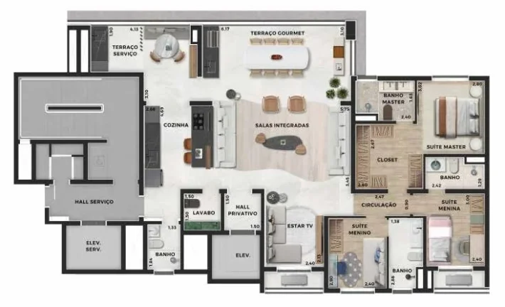 Imagem Canta, o melhor lugar é aqui. Apartamentos de 148m² e 191m², torre única, 3 ou 4 suítes (opçã...