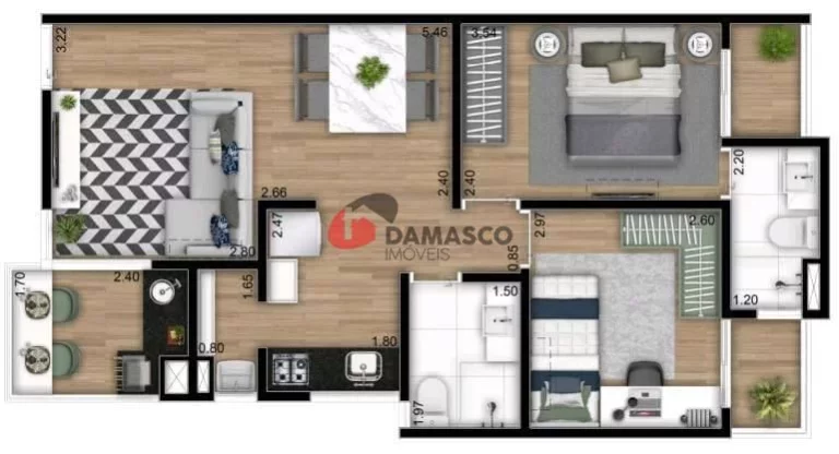 Imagem Apartamento à venda 2 Quartos, 1 Suite, 1 Vaga, 58M², Jardim Bela Vista, Santo André - SP