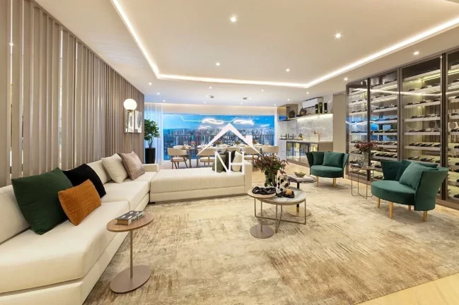 Imagem Apartamento de 160m c/terraço gourmet,4 suítes (1 c/ varanda ),hall privativo,3 vagas, brinquedoteca, piscinas, coworking, pet place, quadra,academia,