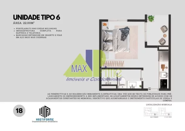 Imagem APARTAMENTO 36,80M²/02 DORMITÓRIOS/SACADA
