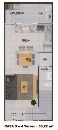 Imagem Sobrado de Condomínio com 2 dorms, Maracanã, Praia Grande - R$ 290 mil, Cod: 2255