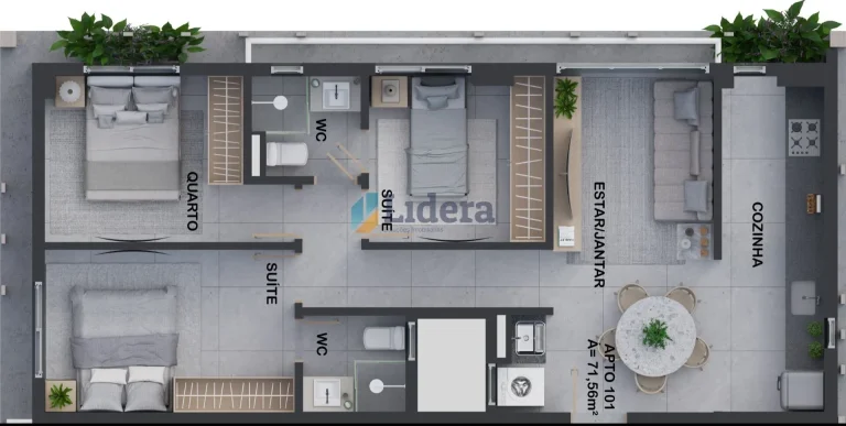Imagem Apto á venda - 3 quartos - 2 suítes -71.56m²- Intermares, Cabedelo/Pb