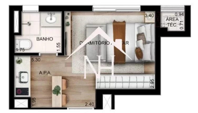 Imagem studio de 21m em Perdizes c/ dormitório/sala, cozinha , Academia, Coworking, Salão de festas, Bar festas, Espaço delivery, Lounge, Fitness, Lavanderia