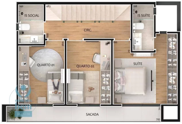 Imagem Lindíssimo Sobrado com 3 dormitórios à venda, 173 m² por R$ 865.000 - Bairro Alto - Curitiba/PR