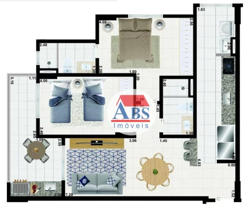 Imagem Apartamento com 2 dormitórios à venda, 74 m² por R$ 350.000,00 - Aviação - Praia Grande/SP