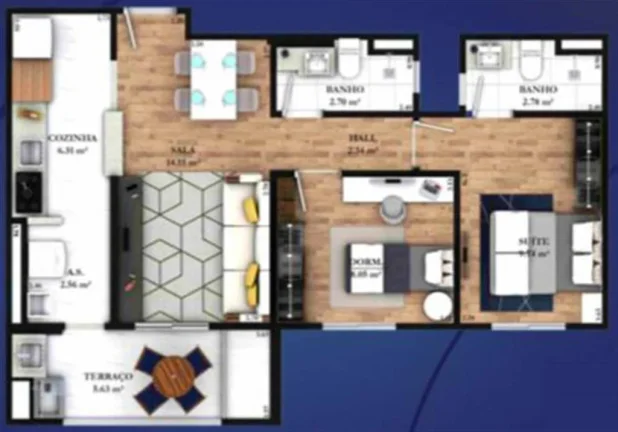 Imagem APARTAMENTO COM 63.42 m² - GUILHERMINA - PRAIA GRANDE SP