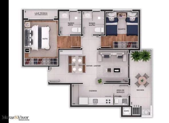 Imagem Apartamento para Venda em Curitiba, Rebouças, 2 dormitórios, 1 suíte, 2 banheiros, 2 vagas