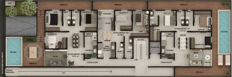 Imagem Apartamento com 3 dormitórios à venda, 78 m² por R$ 699.000,00 - Bancários - João Pessoa/PB