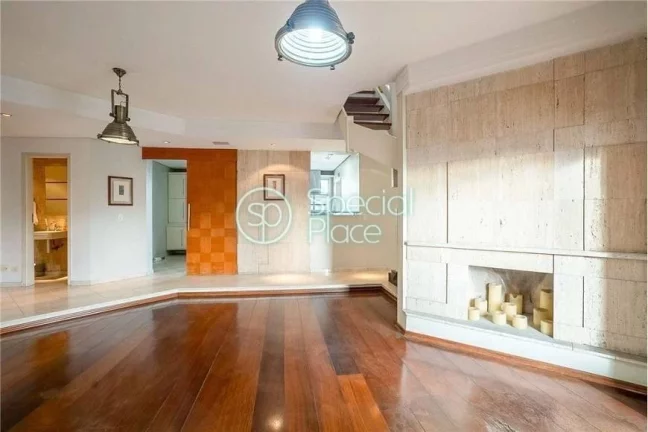 Imagem Ótima cobertura em Moema Pássaros com vista livre! - Área: 287,00m² Piso inferior: Hall de entra...