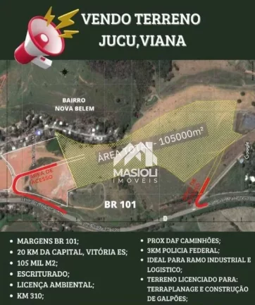 Área à venda, 105000 m² por R$ 24.000.000,00 - Jucu - Viana/ES