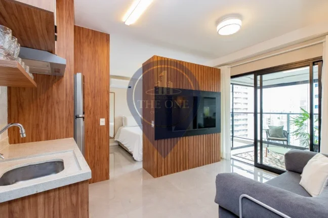 Imagem Apartamento à venda em Indianópolis, São Paulo - 1 quarto, 1 suíte, 1 sala, 1 banheiro, 1 vaga, 42m² de área.