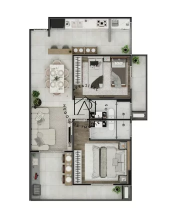 Imagem Apartamento na Planta para Venda em Praia Grande, Aviacao, 2 dormitórios, 1 suíte, 1 vaga