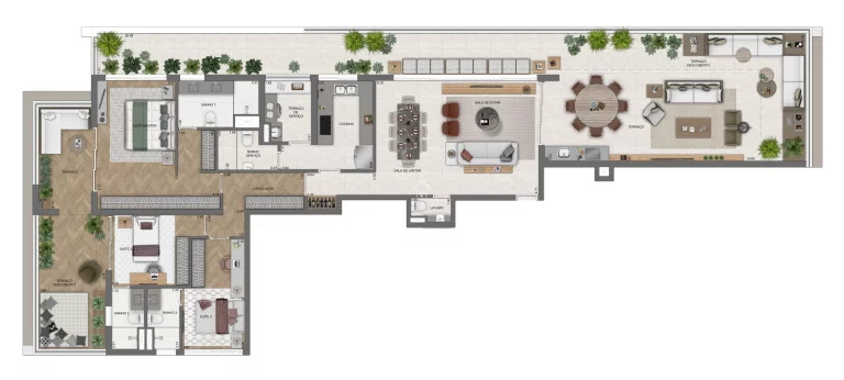 Imagem Apartamento de 181m,3 Suítes(1 master c/Terraço e Closet),2 Vagas,Terraço Gourmet c/ Churrasqueira,Piscina Aquecida Fitness, Solarium,Salão de Festas