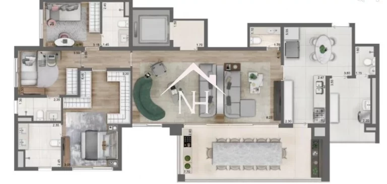 Imagem apartamento de 158m c/ 3 suítes (1 master),2vagas,terraço gourmet,Brinquedoteca, Piscina,Playground,piscina,quadra poliesportiva,pet place,bar,fitness