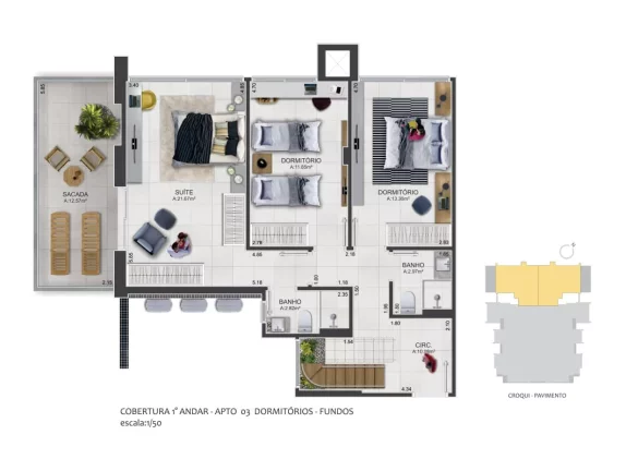 Imagem Apartamento à venda, com 3 quartos, 83,67m²