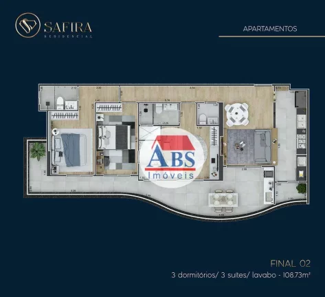 Imagem Apartamento à venda, 109 m² por R$ 800.000,00 - Vila Guilhermina - Praia Grande/SP