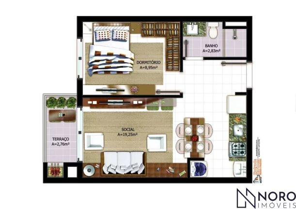 Imagem APARTAMENTO 1 DORM NO CENTRO DE SANTA MARIA