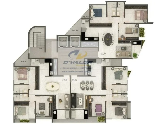 Imagem Vendo Apartamentos de 80,22 à 87,02m², com 3 quartos s/ 1 suíte, sala p/ 2 ambientes e 2 vagas
