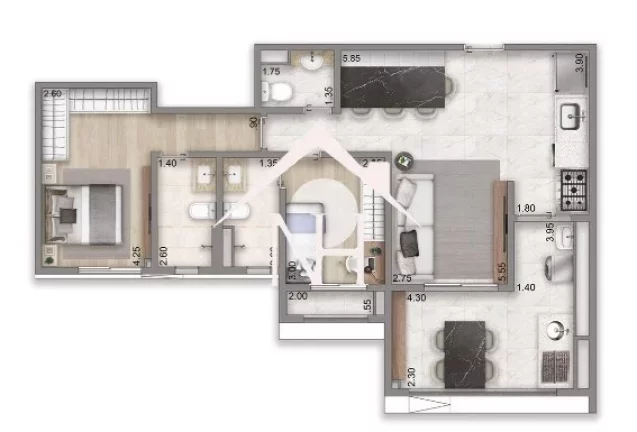 Imagem Apartamento de 83m com 2 suítes, terraço gourmet, 1 vaga, piscinas, Deck , Solarium, Salão de festas, Lounge, Churrasqueira, Fitness, Kids ocean