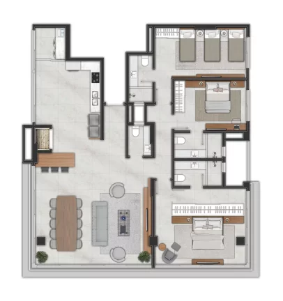 Imagem Apartamento à venda, com 3 quartos, 168m²