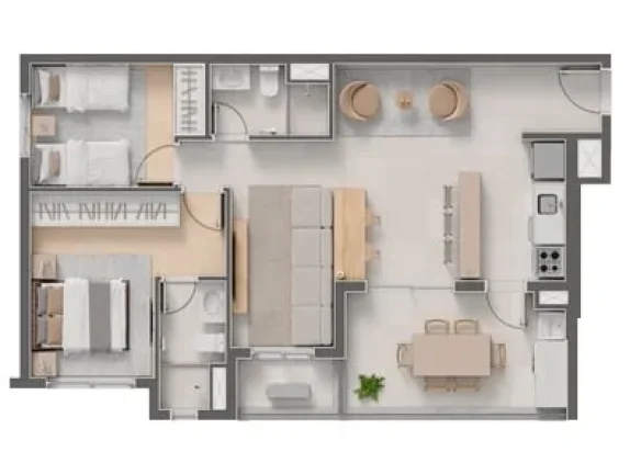 Imagem Apartamentos de 1, 2 e 3 dormitórios com 33 a 74 m² e até 2 vagas de garagem demarcadas. Além de...