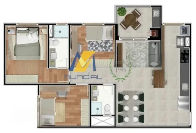 Imagem Apartamento à Venda com 83m², 3 dormitórios, 1 suíte, 1 sala e 2 vagas!!!