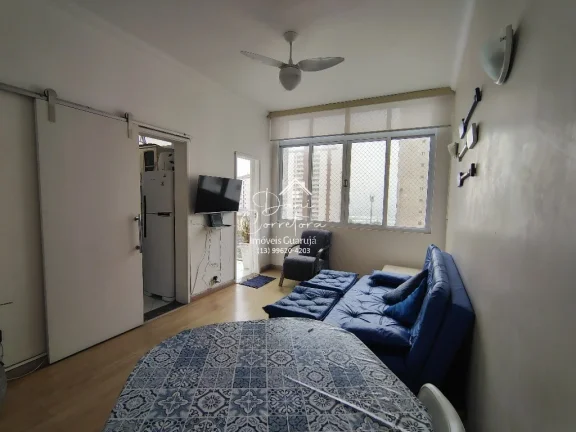 Imagem Oportunidade única: Apartamento Pitangueiras com sacada, vaga e vista para o mar - 1 quarto, 2 salas, 1 banheiro, 1 vaga de garagem, 52,00 m²!