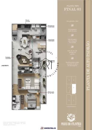 Imagem Apartamento na Planta para Venda em Praia Grande, Caiçara, 2 dormitórios, 2 suítes, 3 banheiros, 2 vagas