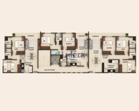 Imagem Apartamento duplex com piscina - 77.29m²- 3 quartos - 1 suíte - Manaíra, João Pessoa/PB