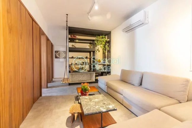 Imagem Apartamento moderno, compacto, com um dormitório ( suíte ), sala de televisão e jantar, cozinha m...