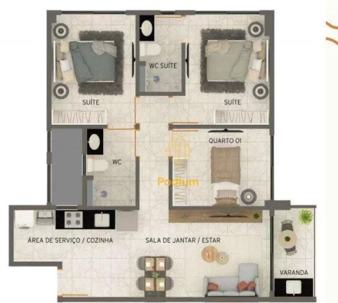Imagem Apartamento estilo flat 200m da praia Formosa em Cabedelo - COD AP0492