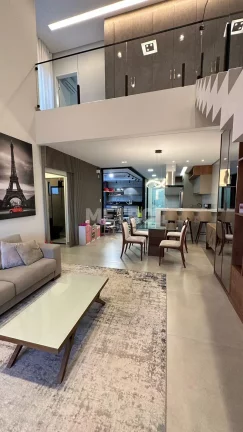 Imagem Casa, Condomínio Encontro das Águas, móveis planejados, sala de estar, jantar e