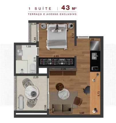 Imagem Studio Moderno em Excelente Localização – Ótima Oportunidade