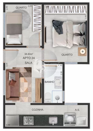 Imagem Apartamento em construção, 1 dormitório com sacada, ou 2 dormitórios, 34 ou 38 metros- Parque Peruche-SP