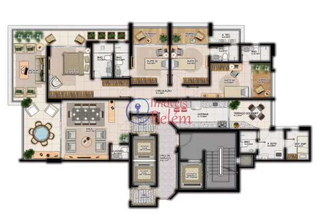 Imagem Apartamento de luxo de 4 suítes no Real Paradise no Umarizal