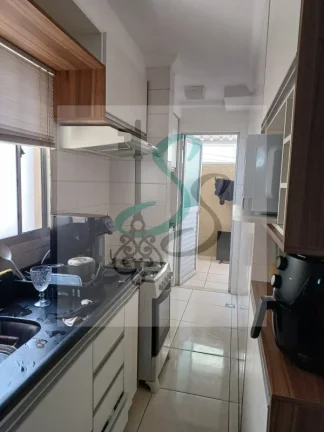 Imagem Venda de apartamento no Residencial Cosmos, Campinas. 2 dormitórios com armários, sala com varanda, cozinha com armários, lavanderia, banheiro, vaga